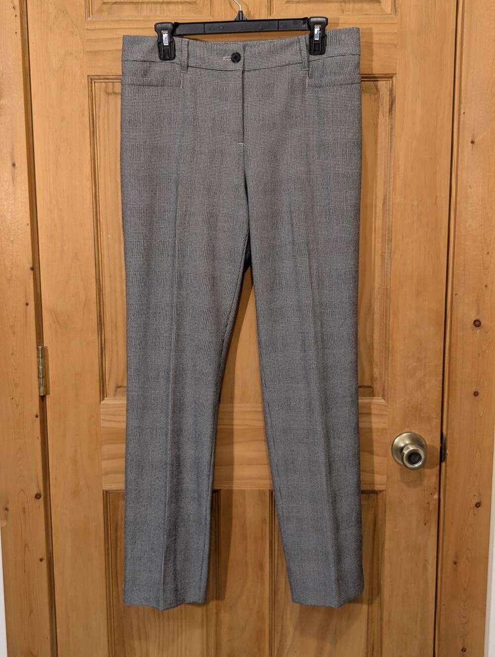 Talbots Curvy Pants Glen Plaid Black White Polyester Blend Sz 8 Trousers Career